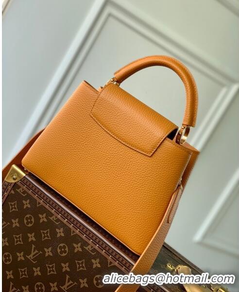 Reasonable Price Louis Vuitton Capucines BB Bag in Taurillon Calfskin M21168 Yellow/Beige 2023