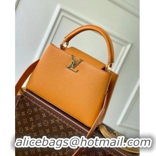 Top Quality Louis Vuitton Capucines MM Bag in Taurillon Calfskin M21168 Yellow/Beige 2023