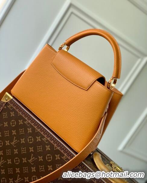 Top Quality Louis Vuitton Capucines MM Bag in Taurillon Calfskin M21168 Yellow/Beige 2023