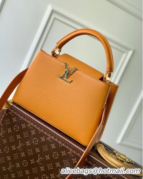 Top Quality Louis Vuitton Capucines MM Bag in Taurillon Calfskin M21168 Yellow/Beige 2023