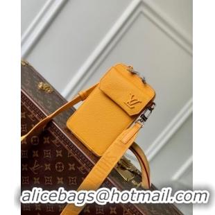 Top Design Louis Vuitton Men's Phone Pouch in Yellow Grained Leather M57089 2023