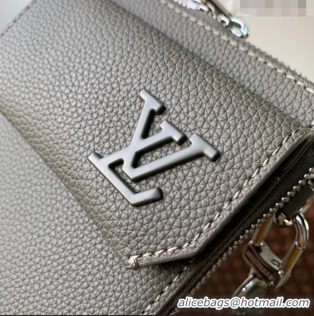 Promotional Louis Vuitton Men's Phone Pouch in Grey Grained Leather M57089 2023