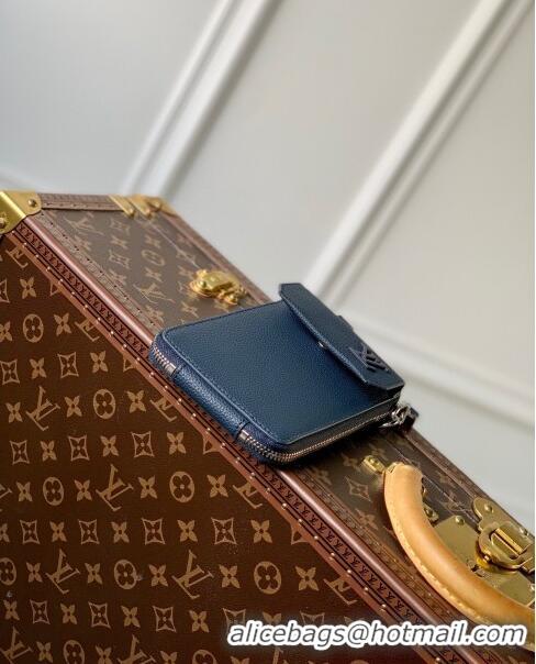 Good Product Louis Vuitton Men's Phone Pouch Grained Leather M57089 Navy Blue 2023