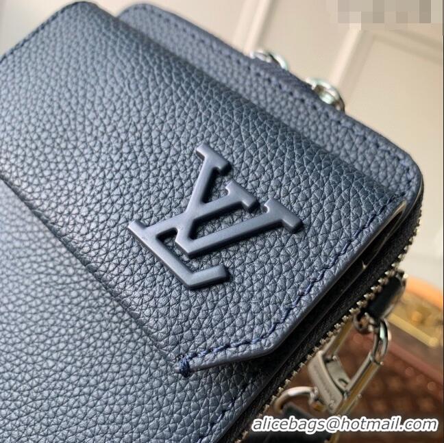 Good Product Louis Vuitton Men's Phone Pouch Grained Leather M57089 Navy Blue 2023