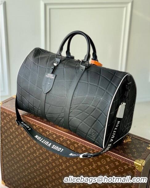 Top Grade Louis Vuitton Keepall Bandoulière 50 Weekend Bag in Taurillon Calfskin M21382 Black 2023