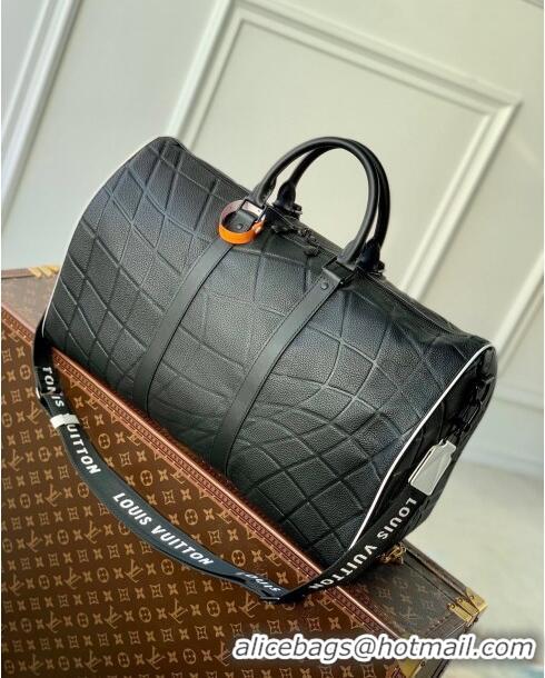 Top Grade Louis Vuitton Keepall Bandoulière 50 Weekend Bag in Taurillon Calfskin M21382 Black 2023