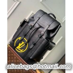 Luxury Cheap Louis Vuitton Christopher PM Backpack in Epi Leather M50159 Black/Yellow 2023