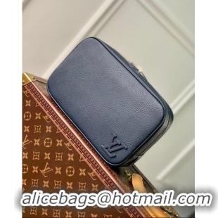 Promotional Louis Vuitton Toiletry Bag in Black LV Aerogram Leather M20912 Navy Blue 2023