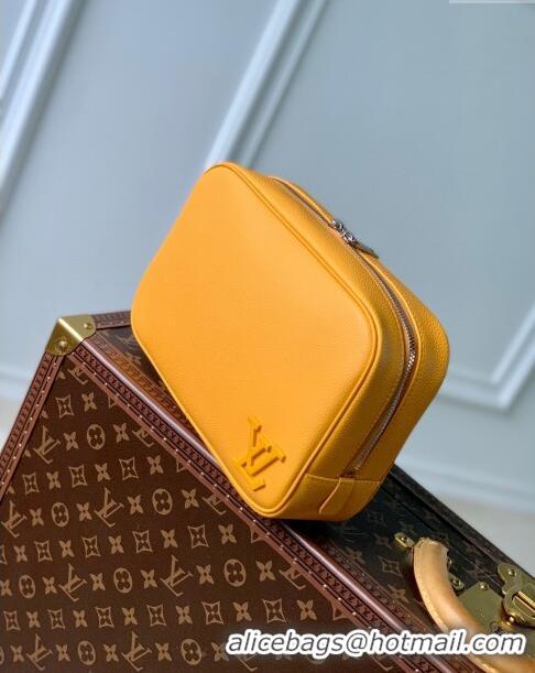 Inexpensive Louis Vuitton Toiletry Bag in Black LV Aerogram Leather M20912 Yellow 2023