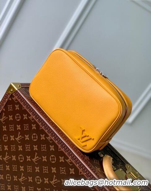 Inexpensive Louis Vuitton Toiletry Bag in Black LV Aerogram Leather M20912 Yellow 2023