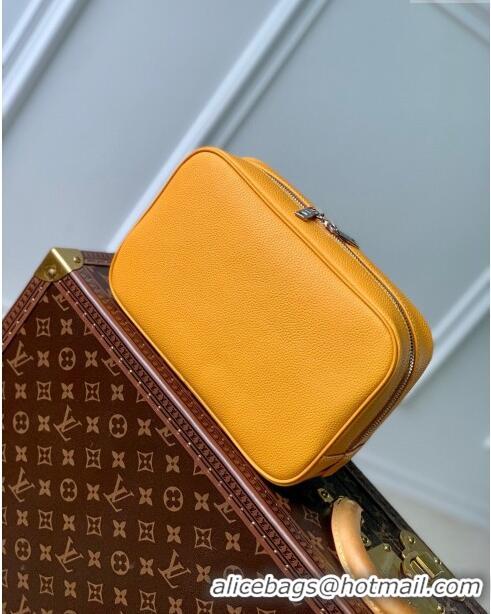 Inexpensive Louis Vuitton Toiletry Bag in Black LV Aerogram Leather M20912 Yellow 2023