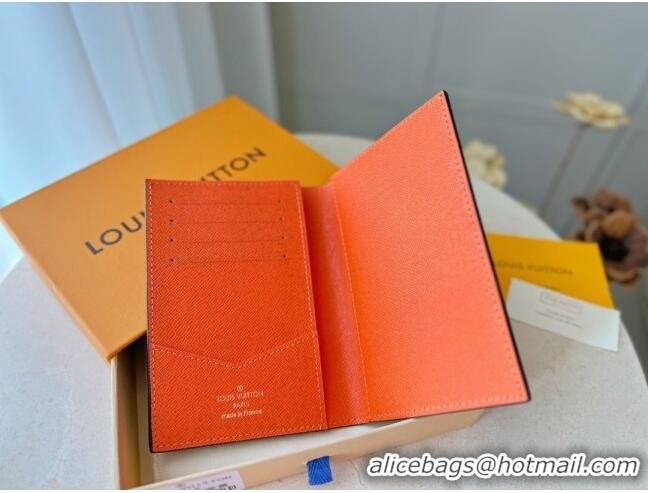 Famous Brand Louis Vuitton Damier Graphite Giant Passport Cover 0106 Orange 2023