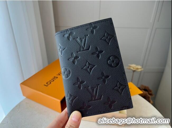 Shop Grade Louis Vuitton Passport Cover in Monogram Empreinte Leather M63914 Black 2023