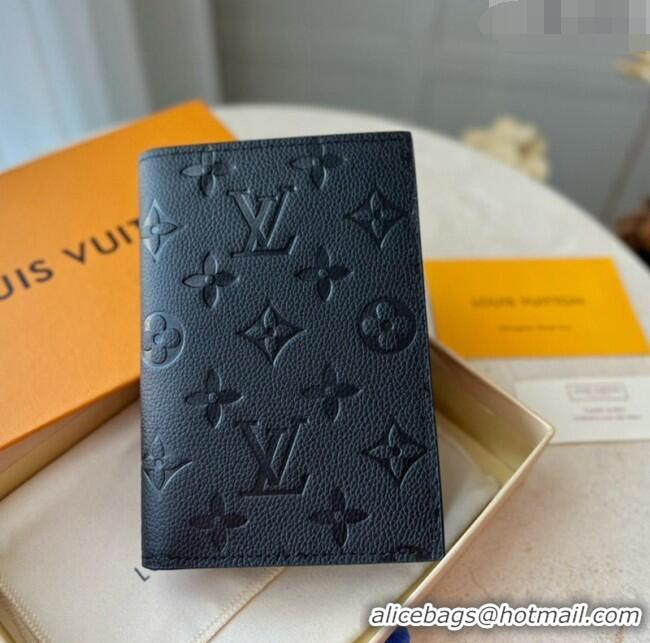 Shop Grade Louis Vuitton Passport Cover in Monogram Empreinte Leather M63914 Black 2023