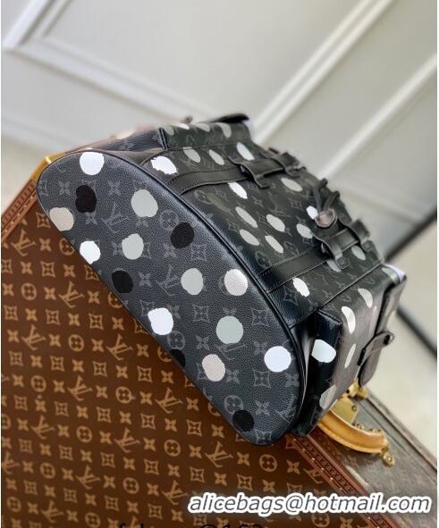 Promotional Louis Vuitton LVxYK Christopher MM Backpack Bag with Painted Dots M46403 Monogram Eclipse Canvas/White 2023