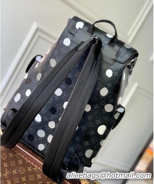 Promotional Louis Vuitton LVxYK Christopher MM Backpack Bag with Painted Dots M46403 Monogram Eclipse Canvas/White 2023