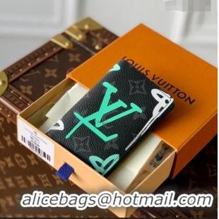 Super Quality Louis Vuitton Pocket Organizer Wallet in LV Graffiti Monogram Eclipse Canvas M81817 Green 2023