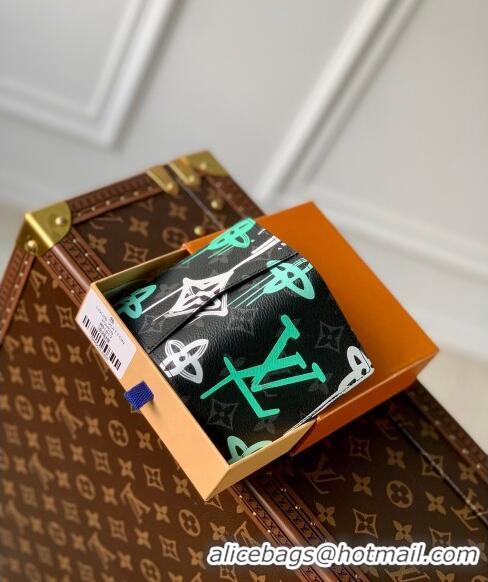 Super Quality Louis Vuitton Pocket Organizer Wallet in LV Graffiti Monogram Eclipse Canvas M81817 Green 2023