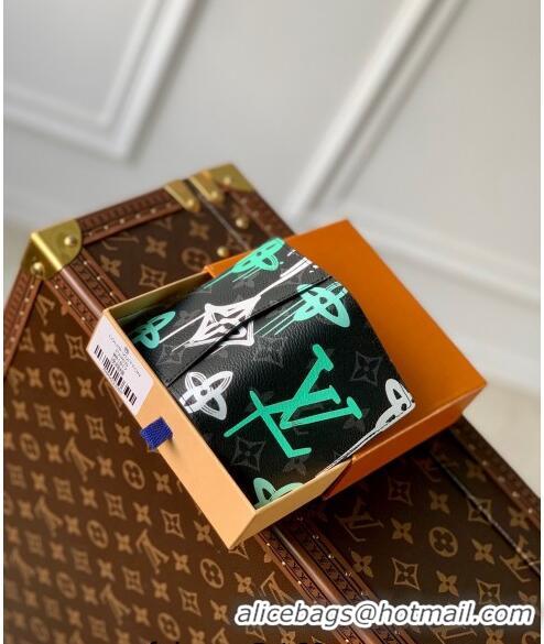 Super Quality Louis Vuitton Pocket Organizer Wallet in LV Graffiti Monogram Eclipse Canvas M81817 Green 2023