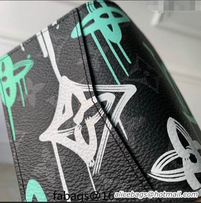 Super Quality Louis Vuitton Pocket Organizer Wallet in LV Graffiti Monogram Eclipse Canvas M81817 Green 2023