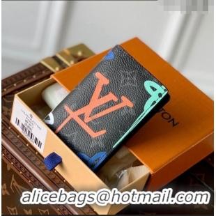 Top Quality Louis Vuitton Pocket Organizer Wallet in LV Graffiti Monogram Eclipse Canvas M81817 Orange 2023