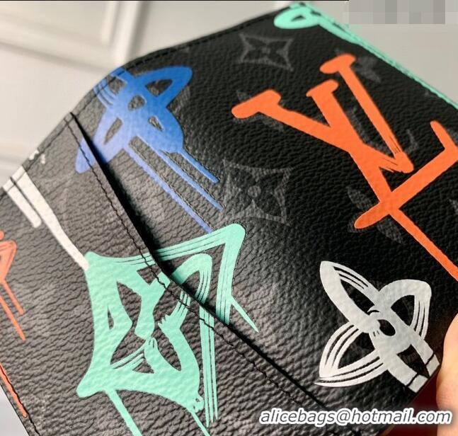 Top Quality Louis Vuitton Pocket Organizer Wallet in LV Graffiti Monogram Eclipse Canvas M81817 Orange 2023