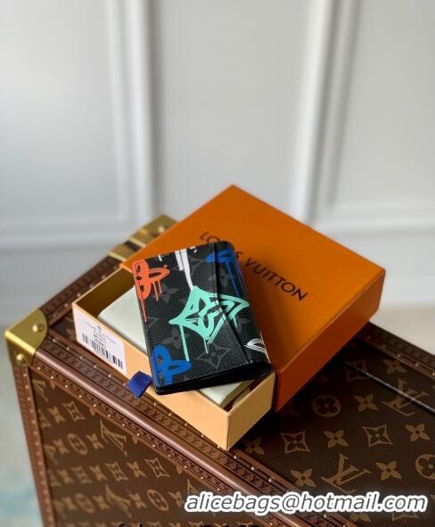 Top Quality Louis Vuitton Pocket Organizer Wallet in LV Graffiti Monogram Eclipse Canvas M81817 Orange 2023