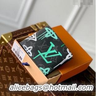 Luxury Cheap Louis Vuitton Multiple Wallet in LV Graffiti Monogram Eclipse Canvas M81847 Green 2023