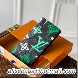 Well Crafted Louis Vuitton Brazza Wallet in LV Graffiti Monogram Eclipse Canvas M81846 Green 2023