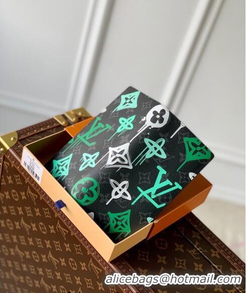 Well Crafted Louis Vuitton Brazza Wallet in LV Graffiti Monogram Eclipse Canvas M81846 Green 2023