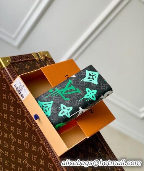 Well Crafted Louis Vuitton Brazza Wallet in LV Graffiti Monogram Eclipse Canvas M81846 Green 2023