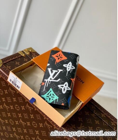 Well Crafted Louis Vuitton Brazza Wallet in LV Graffiti Monogram Eclipse Canvas M81846 Multicolor 2023