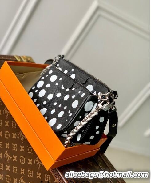 Good Product Louis Vuitton LVxYK Multi Pochette Accessoires Bag with Painted Dots in Grained Leather M46410 Black/White 