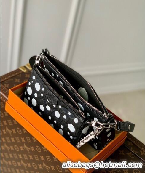 Good Product Louis Vuitton LVxYK Multi Pochette Accessoires Bag with Painted Dots in Grained Leather M46410 Black/White 