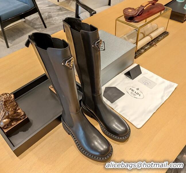 Purchase Prada Calfskin Leather High Boots P112505 Black