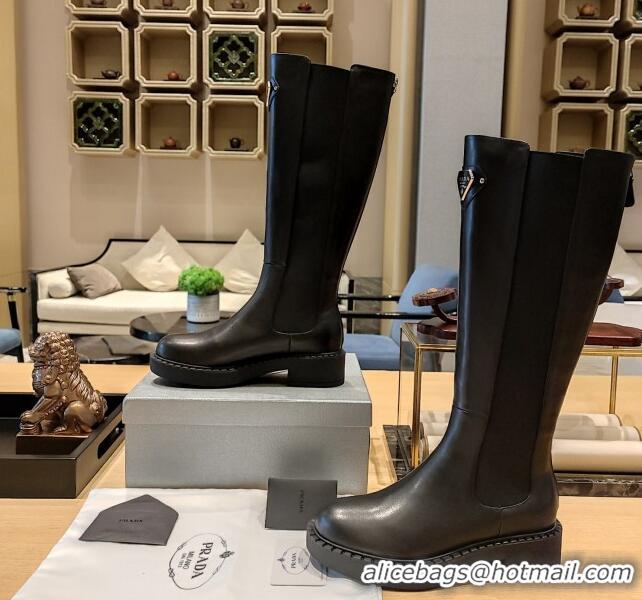 Purchase Prada Calfskin Leather High Boots P112505 Black