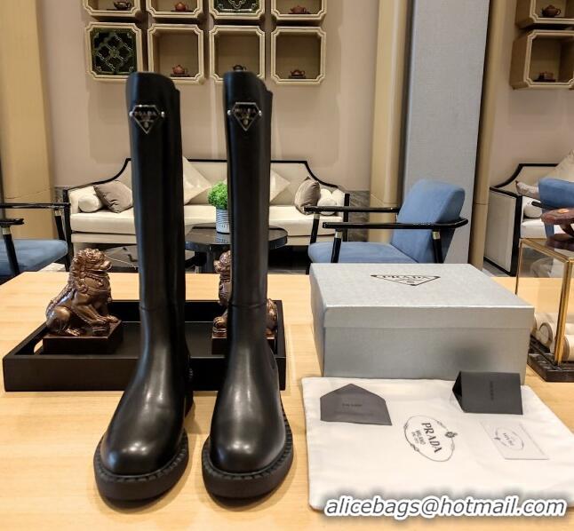 Purchase Prada Calfskin Leather High Boots P112505 Black