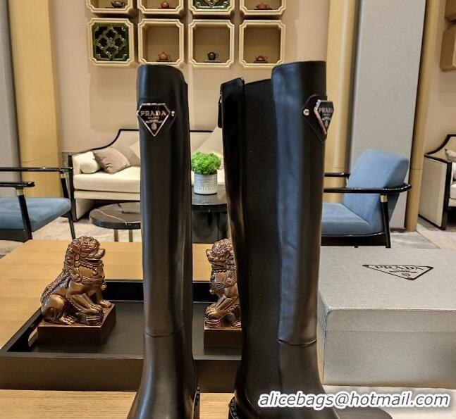 Purchase Prada Calfskin Leather High Boots P112505 Black