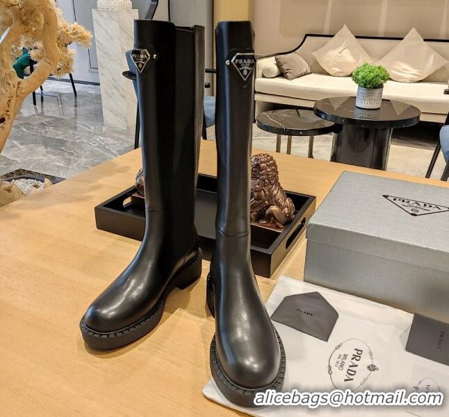 Purchase Prada Calfskin Leather High Boots P112505 Black