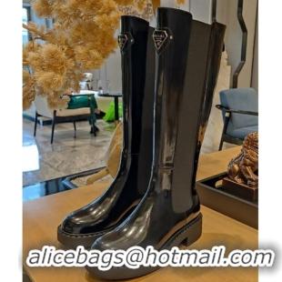 Duplicate Prada Brushed Leather High Boots P112504 Black