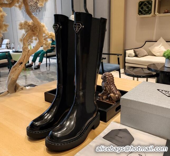 Duplicate Prada Brushed Leather High Boots P112504 Black