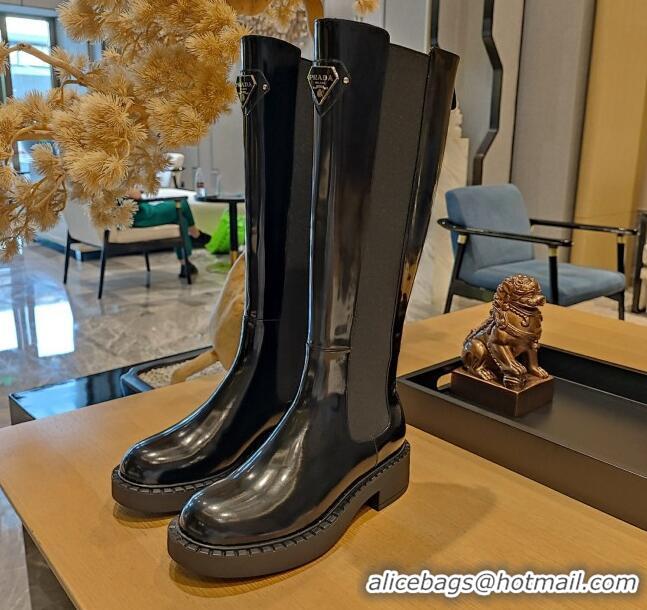 Duplicate Prada Brushed Leather High Boots P112504 Black