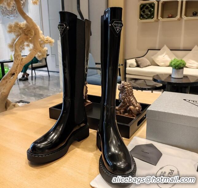 Duplicate Prada Brushed Leather High Boots P112504 Black