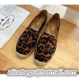 Best Grade Prada Leopard Print Espadrilles Brown 1128459