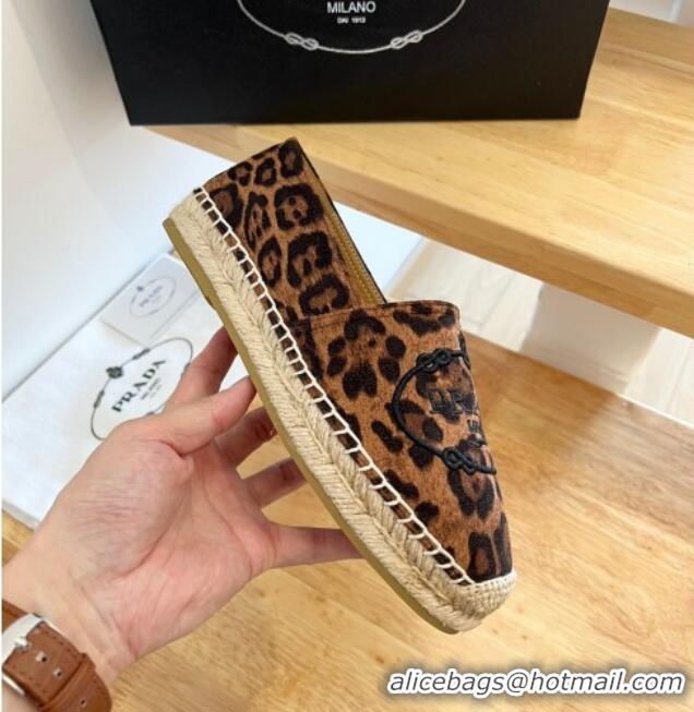 Best Grade Prada Leopard Print Espadrilles Brown 1128459