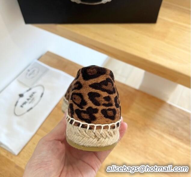 Best Grade Prada Leopard Print Espadrilles Brown 1128459