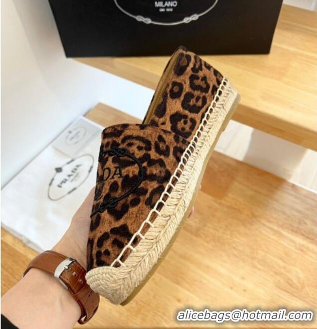 Best Grade Prada Leopard Print Espadrilles Brown 1128459