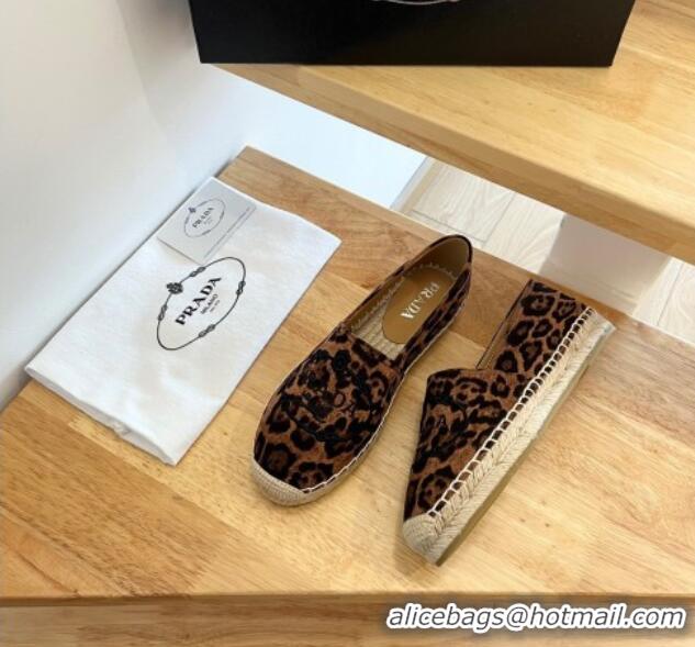 Best Grade Prada Leopard Print Espadrilles Brown 1128459