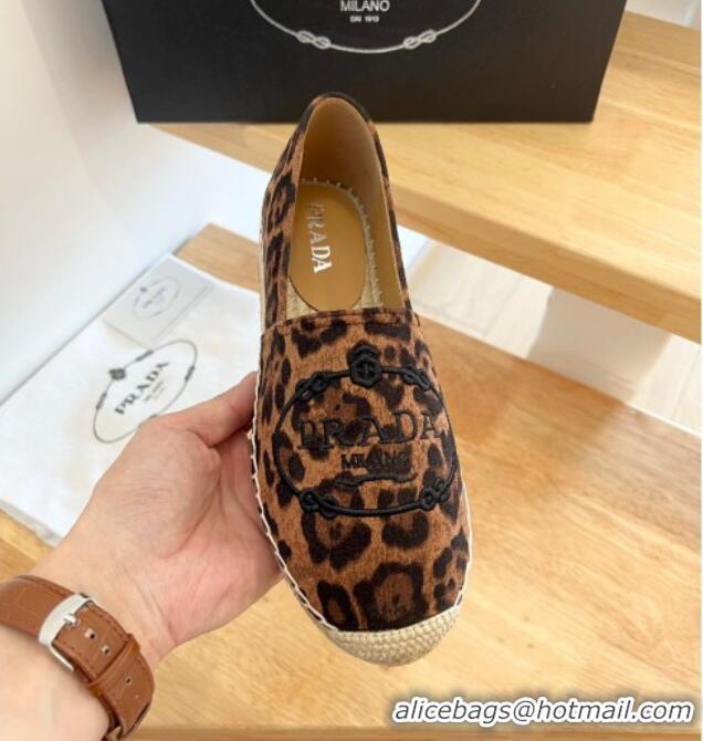 Best Grade Prada Leopard Print Espadrilles Brown 1128459