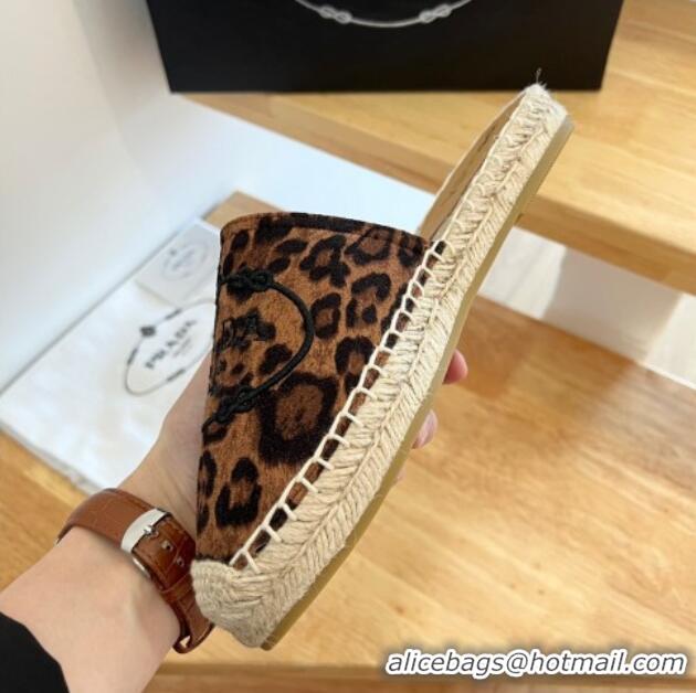 Stylish Prada Leopard Print Flat Mules Brown 128460